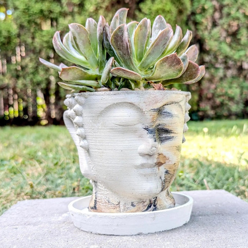 Buddha head concrete planter - buddha,